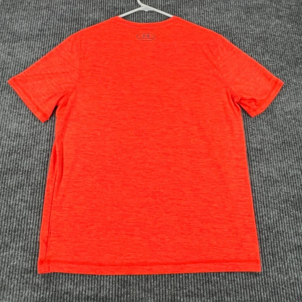Under Armour Shirt Mens Medium Orange Short Sleeve Loose Fit Heat Gear Active‎